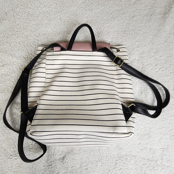 Betsey Johnson Full Size Pink Cat Backpack with Black and White Stripes - Picture 8 of 13